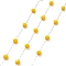 Glass Round Beaded Chains, with 304 Stainless Steel Findings, Unwelded, with Spool, Gold, 3x3.5mm, about 16.40 Feet(5m)/Roll