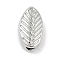 Brass Beads, Long-Lasting Beads, Lead Free & Cadmium Free, Leaf, Platinum, 7.5x4.5x3.5mm, Hole: 1.2mm