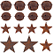 50Pcs 5 Styles Rust Iron Bell with Star Pendants, Raw(Unplated), 30~97mm, 10pcs/style