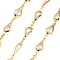 Brass Glass Teardrop Link Chains, with Spool, Long-Lasting Plated, Soldered, Lead Free & Cadmium Free, Rack Plating, Real 18K Gold Plated, Gainsboro, 16.5x7x2.5mm