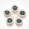 Alloy Pendants, with Enamel, Flower, Light Gold, Dark Slate Gray, 15x12x3mm, Hole: 1.4mm