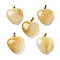 Natural Topaz Jade Pendants, with Brass Findings, Heart, 22~23x20x5mm, Hole: 6.5x3.5mm