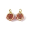 Brass Enamel Pendants, with Jump Ring, Fruits Charm, Lead Free & Cadmium Free, Long-Lasting Plated, Rack Plating, Real 18K Gold Plated, Pomegranate, 11.5x9.5x6.5mm, Hole: 3mm