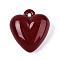 Opaque Acrylic Pendants, Heart, Brown, 35.3x32x16mm, Hole: 2.5mm