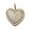 Brass Micro Pave Cubic Zirconia Pendants, Heart Charms, Cadmium Free & Lead Free, Rack Plating, Long-Lasting Plated, Clear, 23.5x25x5mm, Hole: 5.5x3.5mm