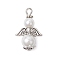 Glass Pearl Pendants, Angel Charms, with Alloy Wings & Iron Loop, Antique Silver & Platinum, 24.5x15.5x8mm, Hole: 2mm