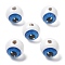 Printed Schima Wood European Beads, Round Eyeball, Dodger Blue, 19~19.5x17.5~18mm, Hole: 4~4.5mm
