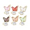 Brass Micro Pave Cubic Zirconia and Glass Connector Charms, Butterfly, Rack Plating, Long-Lasting Plated, Cadmium Free & Lead Free, Real 18K Gold Plated, 17.5x17.5x4.5mm, Hole: 1.5mm