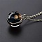 Luminous Round Alloy with Glass Planet Pendant Necklaces, Platinum, Coconut Brown, 19.69 inch(50cm)