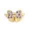Brass Micro Pave Cubic Zirconia Slide Charms, Bowknot, Cadmium Free & Lead Free, Long-Lasting Plated, Rack Plating, Real 18K Gold Plated, 7x11.5x4.5mm, Hole: 1.2mm