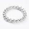 Electroplated Natural Lava Rock Beads Stretch Bracelets, Long-Lasting Plated, Round, Silver Plated, 2-1/4 inch(5.6cm), Bead: 10.5mm