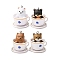 Opaque Resin Pendants, with Platinum Tone Iron Loops, Teacup Pet, Bear, 31~32x27.5~28x26mm, Hole: 2mm