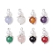 8Pcs 8 Styles Natural Mixed Gemstone & ABS Plastic Imitation Pearl Round Angel Pendants, with Brass Loops, Platinum, Dyed and Undyed, Colorful, 19x10x10mm, Hole: 1.8mm
