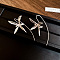 Alloy Dangle Earrings, Flower, Silver, 55x30mm
