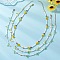 3Pcs 3 Colors Faceted Round Natural Red Jasper & Dyed White Jade & Agate & Flower Handmade Millefiori Glass & Glass Seed Beaded Necklaces for Women, Golden, Mixed Color, 16.54 inch(42cm), 1pc/color