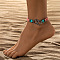 Double Heart Alloy Link Stretch Anklets, Synthetic Turquoise & Glass Seed Beaded Double Layer Necklaces, Gunmetal, Pearl Pink, Inner Diameter: 2-1/2 inch(65mm)