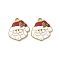 304 Stainless Steel Enamel Pendants, Christmas Theme Charms, Ion Plating(IP), Real 18K Gold Plated, Santa Claus, 23x21x2.5mm, Hole: 2mm