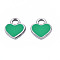 201 Stainless Steel Charms, with Enamel, Heart, Stainless Steel Color, Medium Sea Green, 12x10.5x1.5mm, Hole: 2mm