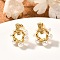 304 Stainless Steel Stud Earrings, with Shell Pearl, Real 18K Gold Plated, Ring, 22x18mm