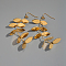 304 Stainless Steel Leaf Dangle Earrings, Real 18K Gold Plated, 73.5x27mm