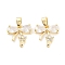 Brass Micro Pave Cubic Zirconia Pendants, Real 18K Gold Plated, Bowknot, Clear, 13x13x3.5mm, Hole: 5x3mm