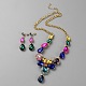 Ensemble de bijoux en forme de larme et de strass colorés pour femmes SJEW-F222-05G-1