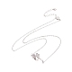 Rhodium Plated Sterling Silver Clover Pendant Necklace with Clear Cubic Zirconia for Women NJEW-P267-01P-2