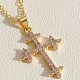 Collier avec pendentif en laiton plaqué or véritable 14k et zircon cubique pour femmes PW-WG96421-05-1