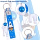 3Pcs Astronaut Keychain Cute Space Keychain for Backpack Wallet Car Keychain Decoration Children's Space Party Favors JX317B-3