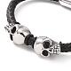 304 Stainless Steel Skull Beaded Bracelet with Magnetic Clasps BJEW-P275-26P-2