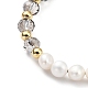 Bracciale da donna regolabile con perle intrecciate in perle naturali e vetro e ottone BJEW-O187-03-2