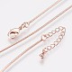 Long-Lasting Plated Brass Snake Chain Necklaces NJEW-K112-04RG-NF-1