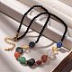 Ожерелья из бусин из нержавеющей стали 304 с натуральными драгоценными камнями NJEW-U026-14G-3