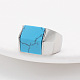 Bague rectangle synthétique turquoise FIND-PW0021-08F-P-1
