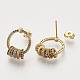 Brass Cubic Zirconia Stud Earrings EJEW-S201-153-2