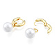 Orecchini a cerchio pendenti con perle in plastica abs EJEW-N011-106LG-2