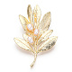 Broches de hojas de perlas naturales para mujer JEWB-N001-11G-1