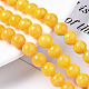 Chapelets de perles de pierres en jade jaune teinte X-G-R271-8mm-Y07-4