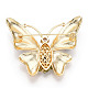 Broches de mariposa de vidrio y perlas naturales para mujer JEWB-N001-06G-2