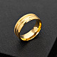 316l外科用ステンレス鋼ワイドバンドフィンガー指輪  テクスチャ  サイズ9  ゴールドカラー  19mm X-RJEW-T005-9-05-3