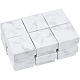 Benecreat12パック小さな正方形のクラフトリングイヤリングボックスバレンタインデーのための5.2x5.2x3.3cmの大理石の白いボール紙のジュエリーギフトボックス  記念日  結婚式  誕生日 CBOX-BC0001-33-7