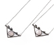 Triangle de quartz rose naturel avec collier pendentif fleur NJEW-P274-01AS-04-1
