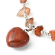 Natürliches Herz-Charm-Armband aus rotem Jaspis mit Chips-Perlenketten BJEW-TA00295-04-2