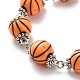 Bracelet de perles rondes en acrylique sur le thème du ballon de sport BJEW-JB08660-6