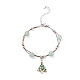 Bracelet à breloques en émail sapin de noël avec perles d'aventurine verte naturelle BJEW-TA00120-01-1