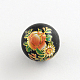 Flower Picture Frosted Glass Round Beads GFB-R004-14mm-V18-2