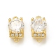 Brass Micro Pave Clear Cubic Zirconia Connector Charms KK-P228-65G-2