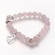 Bracelets extensibles avec perles en quartz rose naturel BJEW-JB02724-01-2