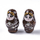 手作りの陶器ビーズ  ファミーユスタイルバラ  マトリョーシカ人形/ロシア人形の形  ココナッツブラウン  26~27.5x15~16mm  穴：2mm PORC-N004-50A-3