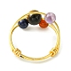 Set di anelli per dito con perline intrecciate con pietre preziose naturali miste da 4 stili RJEW-TA00083-4